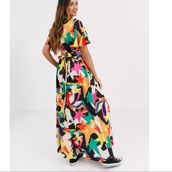 Twisted Wunder London Retro Star Print Maxi Dress Muti Color - Picture 5 of 16